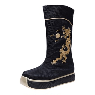 厚底汉服皂靴男士内增高明制宋制男孩古装长靴古风中式婚礼婚鞋子