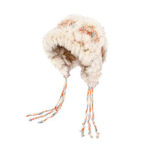 手工钩织兔毛醒狮帽大头围针织渔夫帽保暖毛绒流苏包头帽大号大码