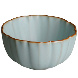 青澹汝窑单个景德镇主人杯单杯手工茶杯陶瓷礼盒装汝瓷冰裂釉开片