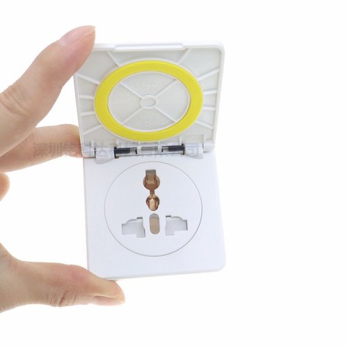 白色二三插多功能防水插座通用国标美标标孔英翻盖式万能工业实验