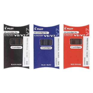 日本PILOT百乐黑色墨胆3支装 BXS-IC新款替芯适用于BXC-V5/V7升级版可换墨胆蓝色墨水墨囊红色