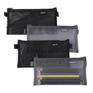 晨光透明网纱笔袋学生用简约小清新笔袋高考初中考试专用拉链文具袋男女ins通用小学生铅笔袋大容量收纳袋