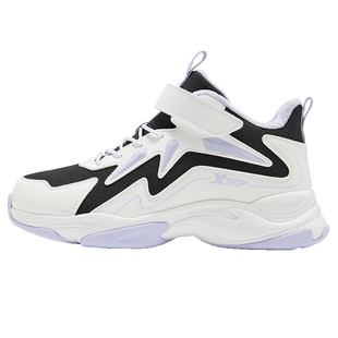 特步童鞋冬季新款女童中大童耐磨防滑加绒休闲魔术贴儿童运动棉鞋