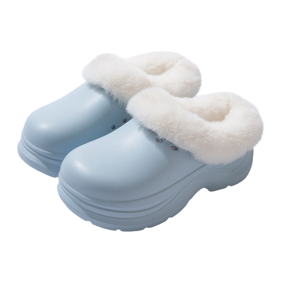 鲨际女士防水棉拖鞋纯色2025新款