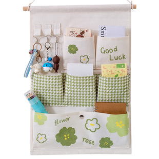 门后收纳挂袋@花开富贵墙挂式宿舍床上布艺手机袋浴室壁挂置物袋