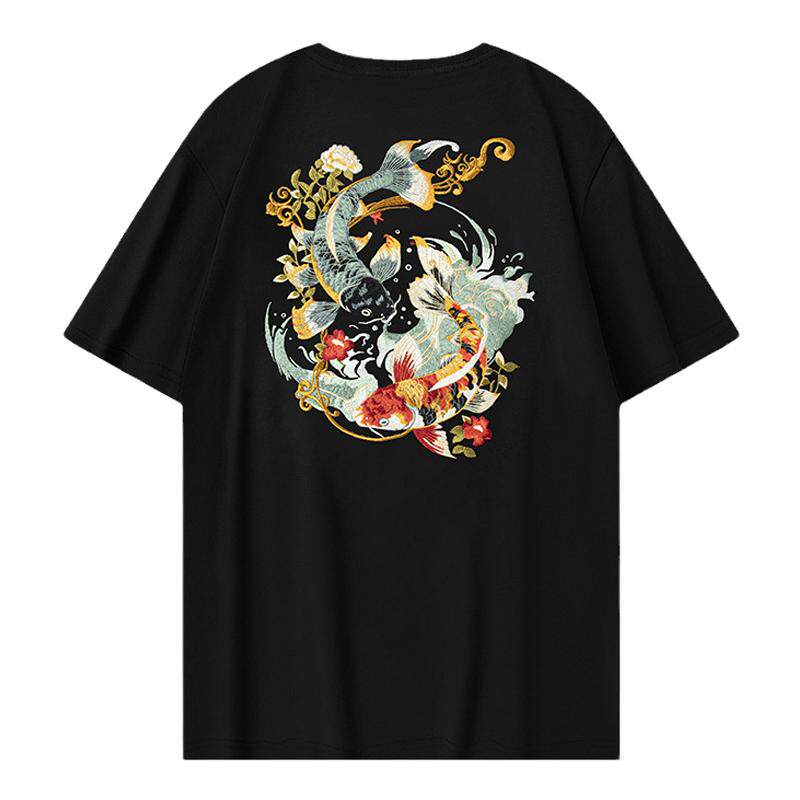 重工刺绣短袖宽松中国风