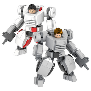 日骎颗粒拼装积木MOC科幻军事赛博人仔骨骼动力服机甲玩具礼物