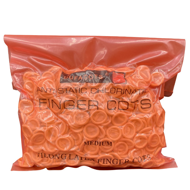 进口米黄防静电乳胶手指套大小码