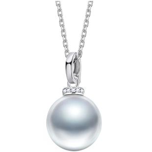 黛米珠宝 长天净 10-11mm海水南洋澳白珍珠项链女18K金钻石多用扣