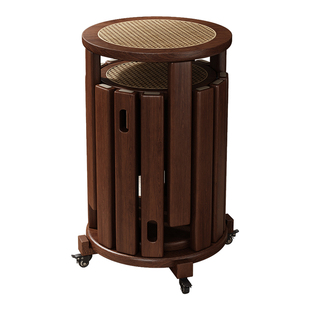 实木叠叠乐凳子家用可叠放组合凳可堆叠餐厅备用折叠餐凳圆高板凳