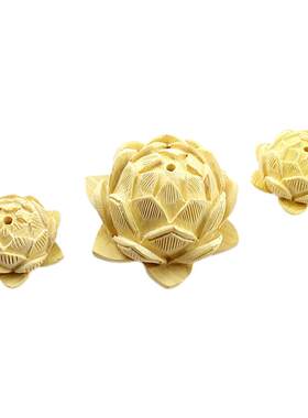 黄杨木精雕莲花手工雕刻车内饰品