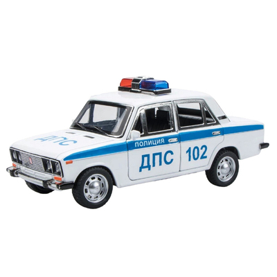 大号拉达外文警车模型6开门回力声光合金汽车玩具车复古轿车摆件