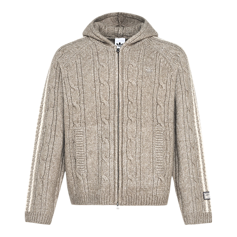 Adidas/阿迪达斯正品三叶草男士针织经典连帽保暖毛衣外套KU5618