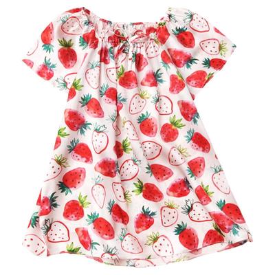 夏季女童草莓真丝睡裙桑蚕丝睡衣