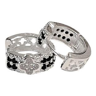 新加坡Chomel Kinsey925纯银四叶草耳环女耳扣黑色耳钉轻奢高级感