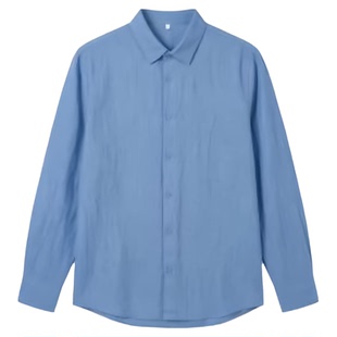 Solid color casual long sleeved shirt men纯色休闲长袖衬衫男