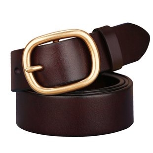 头层牛皮皮带女铜扣女士针扣真皮腰带时尚牛仔裤带简约休闲百搭潮