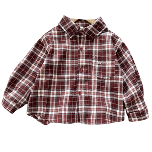 男童加绒衬衫秋冬一体绒儿童加厚衬衣外套中小童宝宝冬季格子上衣