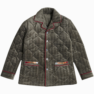 单件上衣睡衣男秋冬款加厚保暖珊瑚绒夹棉袄外套大码可外穿家居服