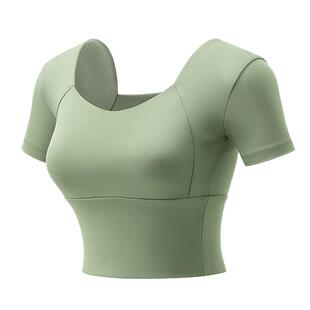 高级感瑜伽服女套装夏季运动短袖t恤专业跑步普拉提训练健身上衣