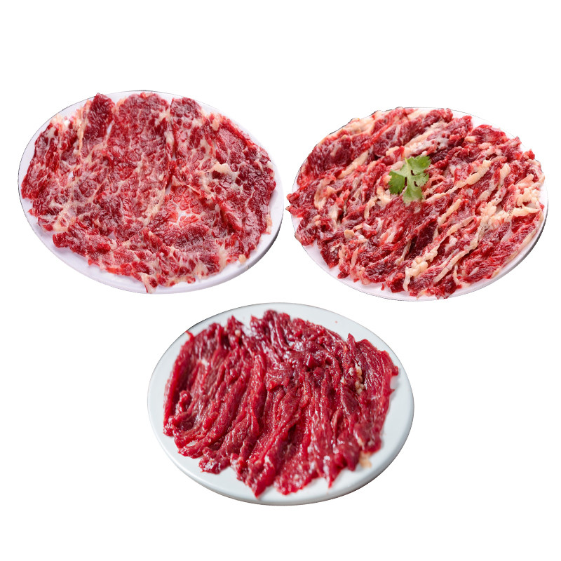 潮汕三拼新鲜牛肉原切吊龙匙仁雪花牛肉烧烤火锅食材150g