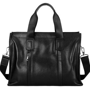 休闲男包真皮男士手提包大容量牛皮电脑包14寸软皮商务通勤公文包