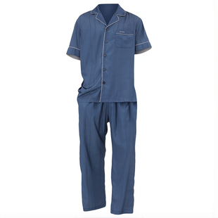 曼诺曼蒂克睡衣情侣天丝缎纯色简约休闲睡衣套装短袖家居服可外穿