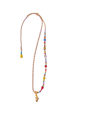 小红书周家同款项链彩虹琉璃DIY项链半成品编织绳男女款彩珠编绳