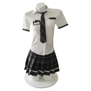 辣妹性感jk制服两件套纯欲风收腰衬衫女学院风衬衣超短百褶裙套装