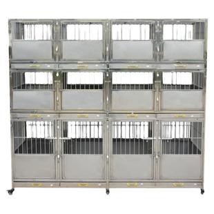 大牛不锈钢狗笼中大型犬加粗宠物笼猫笼小型犬寄养三层双层子母笼