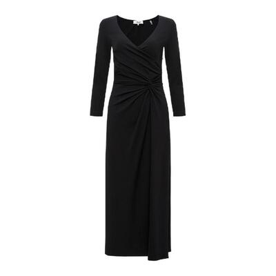 DVF黑色V领裹身连衣裙