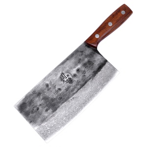周大锤纯手工锻打花纹钢家用切菜刀大马士革厨师专用切肉刀超锋利