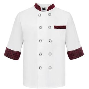 餐饮男厨师服透气衣服夏装七分袖厨房厨师工作服短袖中袖服装夏季