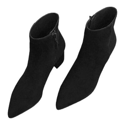 小跟秋季短筒尖头马丁靴粗跟短靴