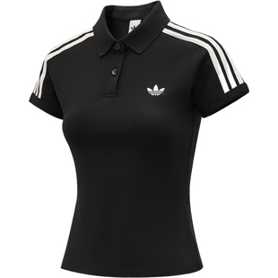 adidas阿迪达斯三叶草女子时尚百搭polo衫运动休闲短袖T恤KD7974