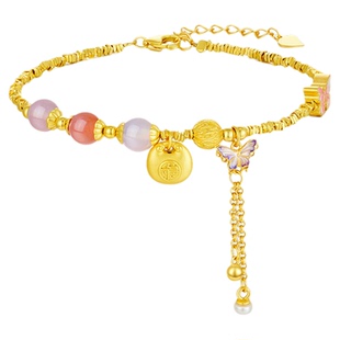 周大生莲华净·应福碎银子手链纯银S925女款珍珠玛瑙国风生日礼物