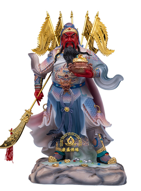 立刀关公神像汉白玉中式客厅摆件
