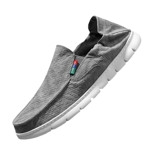 卡帝乐鳄鱼帆布鞋男秋季透气一脚蹬男鞋薄款布鞋百搭秋季布面板鞋