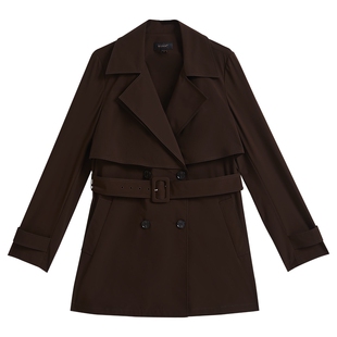 YINER音儿2025春季新款轻薄无氨四面弹一手长风衣大翻领廓形外套