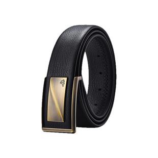 暇步士皮带男真皮自动扣内穿式内扣式牛皮平滑扣板扣商务休闲腰带