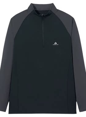 拓路者男装吸湿速干长袖T恤户外运动骑行服男弹力透气半开襟上衣