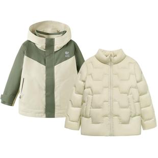 【冲锋羽绒】迷你巴拉巴拉户外防水防风羽绒服冬新款三合一外套