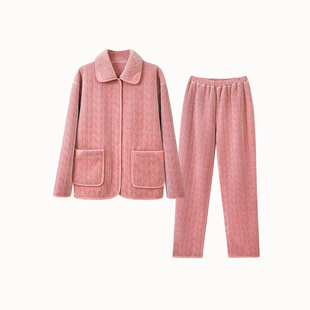 【断码】赛妮尔火山绒秋冬女士睡衣保暖家居服套装可外穿 E851017