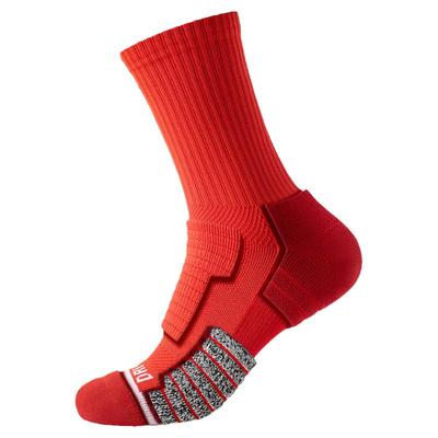 红色运动袜子男款秋冬长筒纯棉