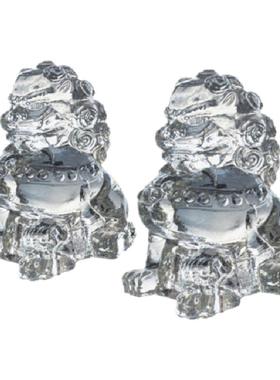 新中式琉璃狮子托盘组合摆件