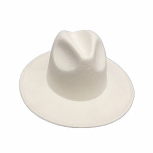 网红mona同款白色羊毛毡爵士帽女名媛风英伦气质时尚羊毛呢礼帽子