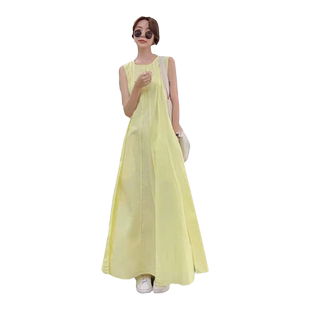 170高个子长裙及踝仙女超仙无袖背心裙超长款拖地到脚踝连衣裙夏