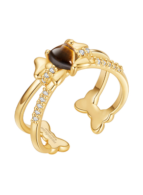 潮色绘虎眼石蝴蝶结戒指