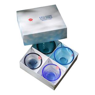 日本aderia石冢硝子津轻玻璃五色杯彩色玻璃杯酒杯清酒杯酒具礼盒