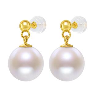 海蒂珠宝 羽裳 7-8mm强光淡水珍珠耳环18K金耳钉送女友正品耳饰